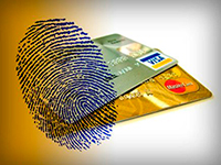 Credit cards with thumbprint identifier.